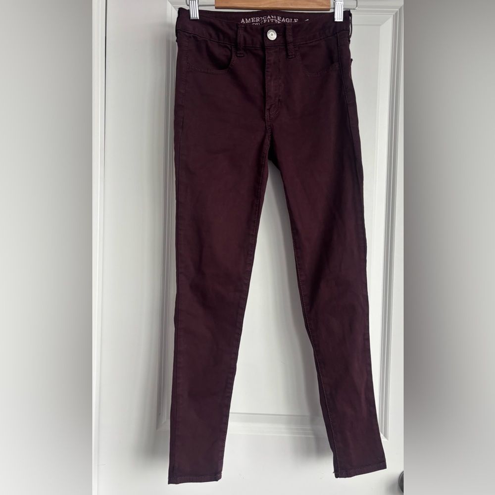 AE Super Stretchy Denim in Cabernet/Burgundy